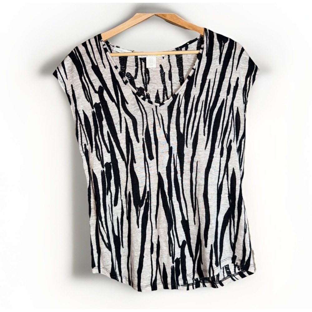 C&C California Linen Short Sleeve Top Women's Size XS Animal Print